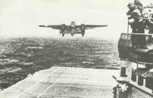 Launch of B-25 from carrier Hornet