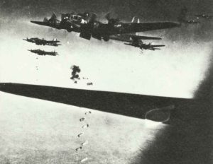 B-17 Flying Fortress are dropping their bombs.
