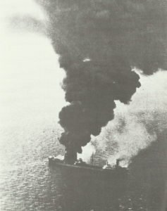 Allied freighter after a German air raid