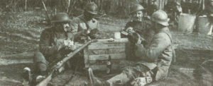 British and French soldiers playing cards 