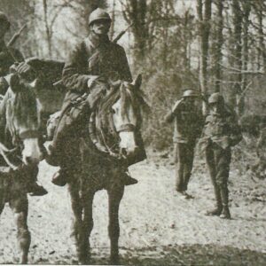 French cavalrymen pass British soldiers