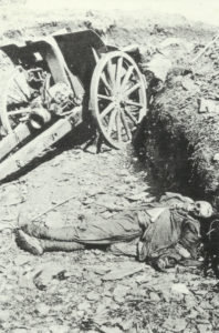 Skeleton of a French gunner