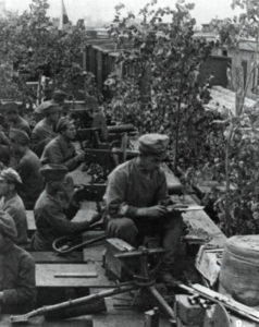 Czech soldiers in an armoured train