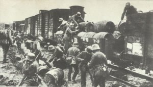 German soldiers plunder supply trains