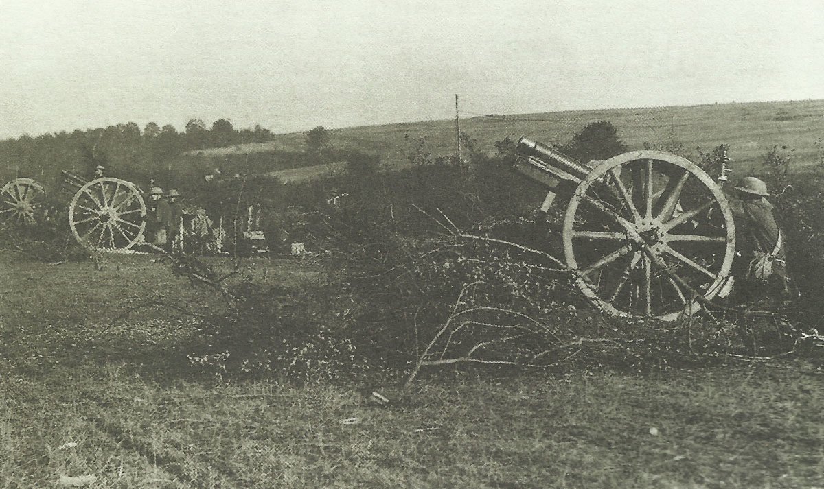 US gunners aim captured German guns