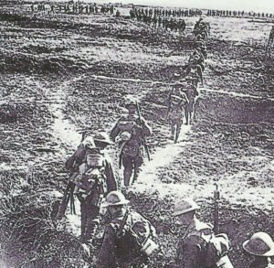 Canadian troops march forward 