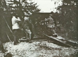 Skoda Model 1914 149-mm-howitzer in action with Italian forces