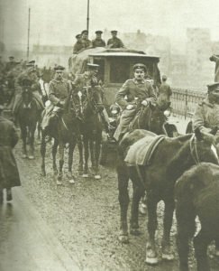 German soldiers march back