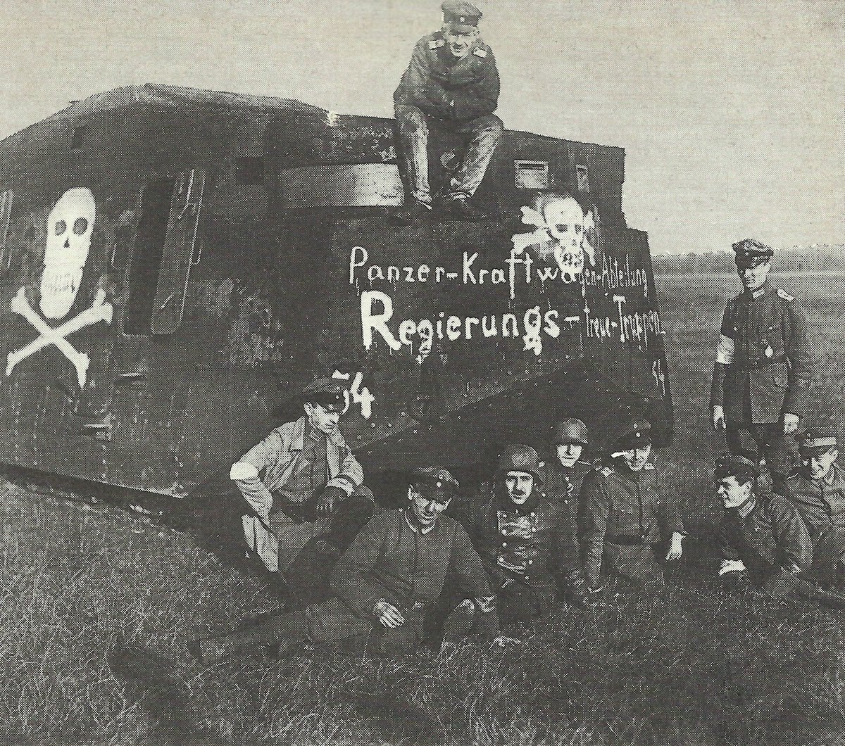 German armour troop with an A7V assault tank