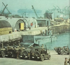 Loading war material for the Normandy invasion