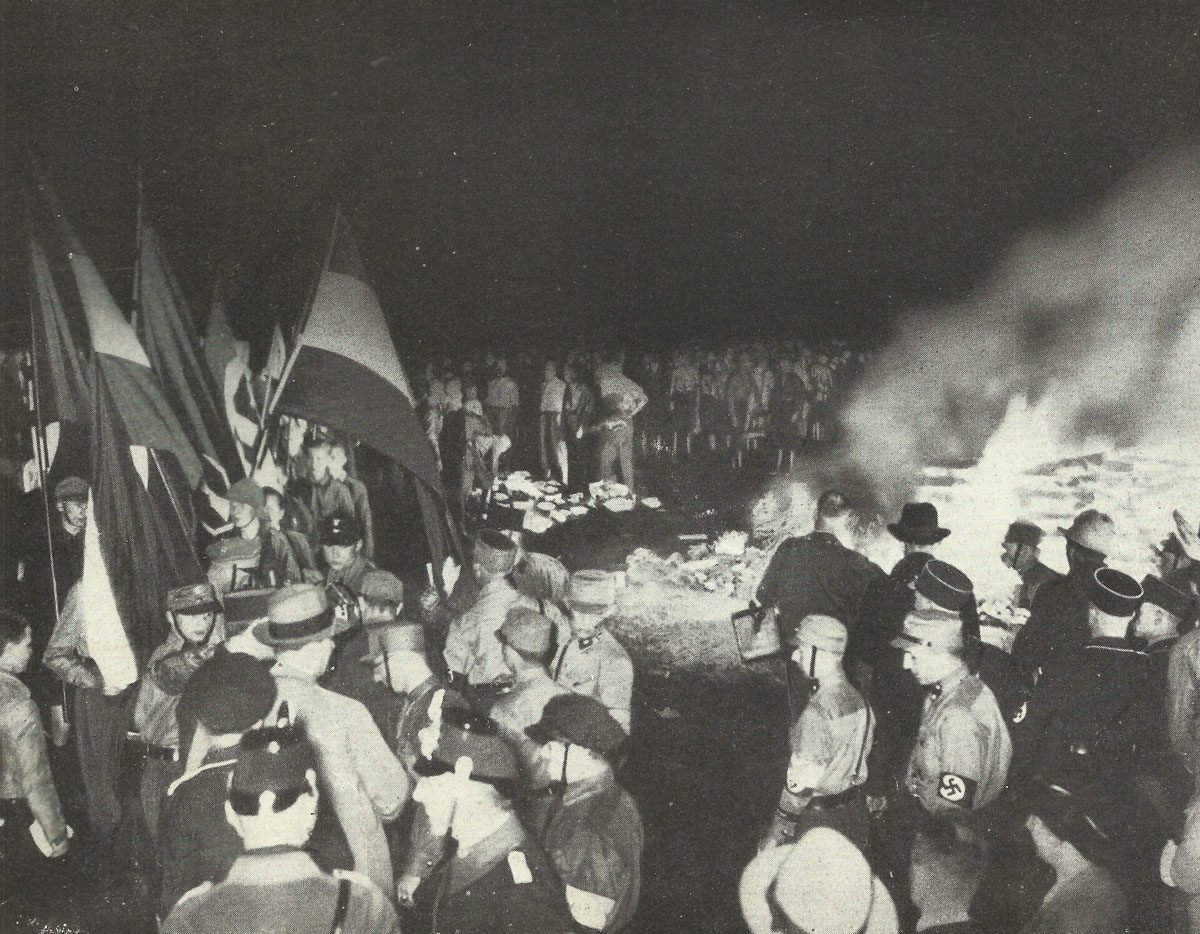 Book burning in Nazi Germany 1933.