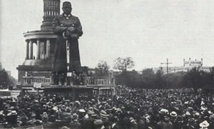 SPD party protest meeting against the Treaty of Versailles