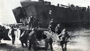British troops unloaded at Salerno