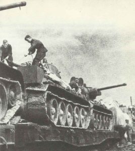 T-34 M44 (85-mm gun) on railway wagons