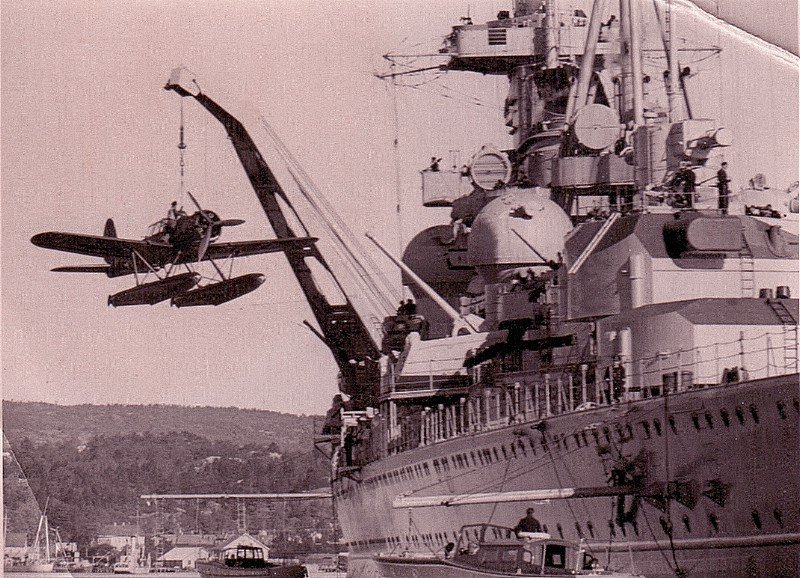  Admiral Hipper takes an Arado Ar196 seaplane on board