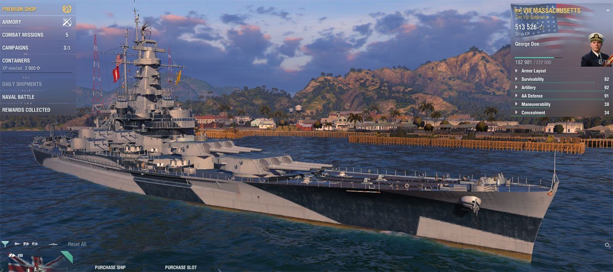 USS Massachusetts in the F2P game WoWs