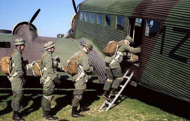 paratroopers board a Ju 52