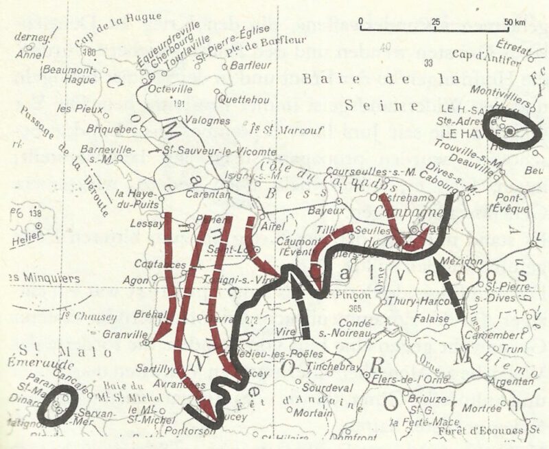 map Normandy end of july 1944